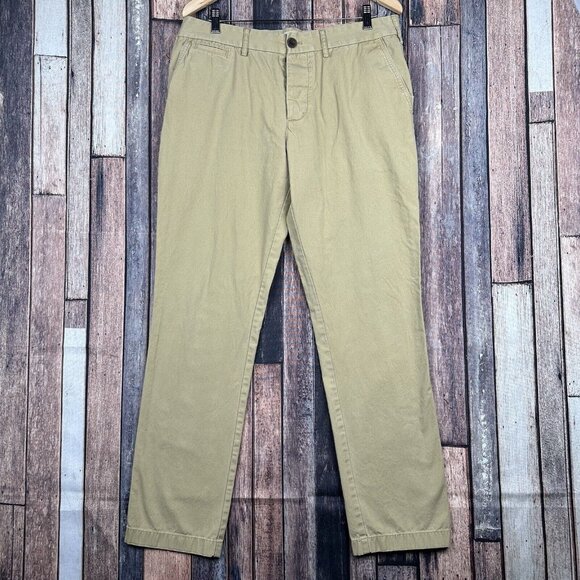 Marine Layer Pants Mens 36x32 (35x31) Tan Khaki Cotton Straight Button Fly Chino - Picture 1 of 14
